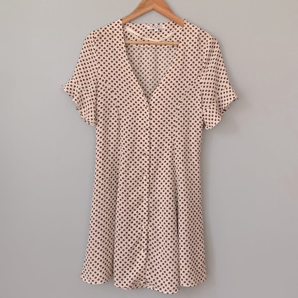 ARTLOVE Paris • Short Flutter Sleeve Tie Back Geometric Print Dress Size Small - Picture 1 of 12